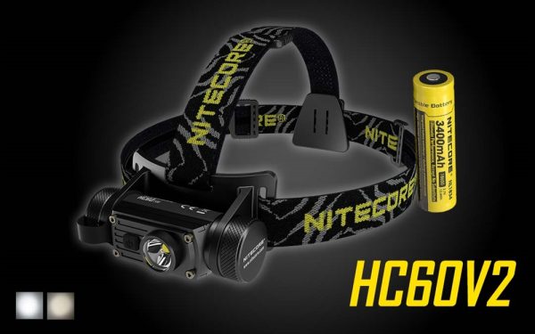 Nitecore HC60V2, Lanternă Frontală, Reîncărcabilă USB-C, 1200 Lumeni, 130 Metri