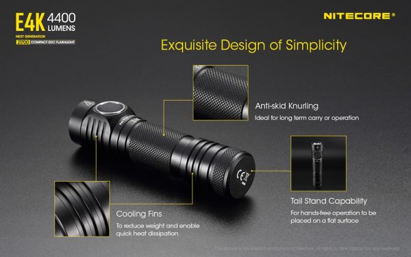 Nitecore E4K Versiune 2022, Lanterna Profesionala, Reîncărcabilă USB-C, 4400 Lumeni, 211 Metri