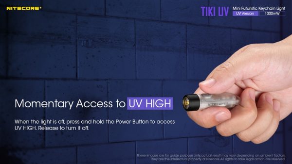 Nitecore TIKI UV, Lanternă Breloc UV, Reîncărcabilă USB, 1000 mW, 365 nm, 70 Lumeni, 12 Metri