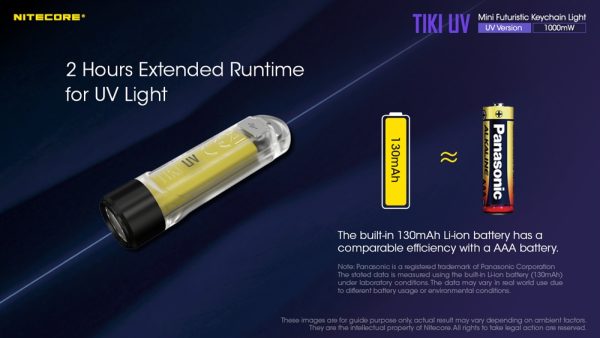 Nitecore TIKI UV, Lanternă Breloc UV, Reîncărcabilă USB, 1000 mW, 365 nm, 70 Lumeni, 12 Metri