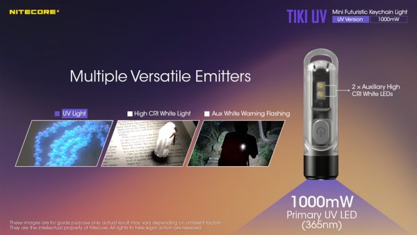 Nitecore TIKI UV, Lanternă Breloc UV, Reîncărcabilă USB, 1000 mW, 365 nm, 70 Lumeni, 12 Metri