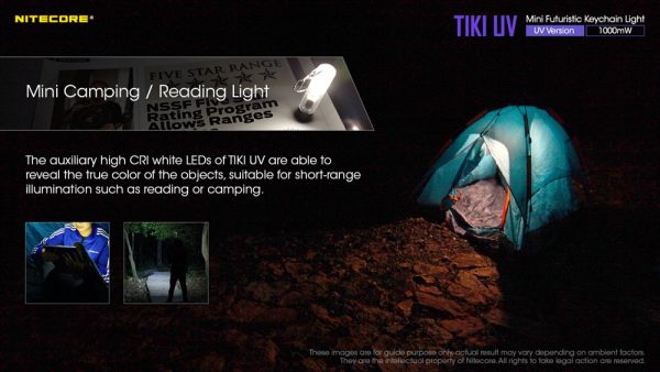 Nitecore TIKI UV, Lanternă Breloc UV, Reîncărcabilă USB, 1000 mW, 365 nm, 70 Lumeni, 12 Metri