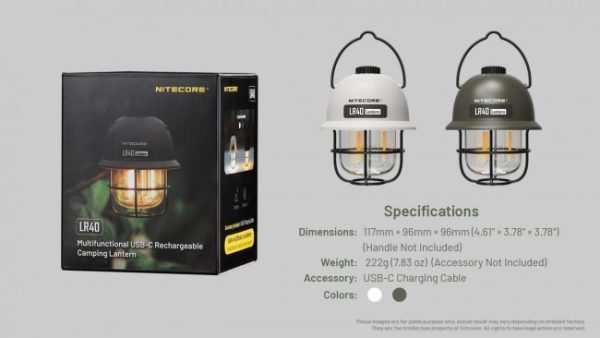 Nitecore LR40, Felinar, Reîncărcabil USB-C, 100 Lumeni, Functie Powerbank