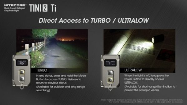 Nitecore TINI2 Ti, Lanternă Breloc, Reîncărcabilă USB-C, 500 Lumeni, 89 Metri