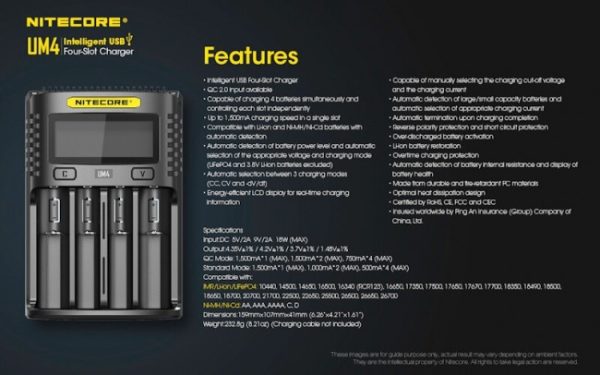 Nitecore UM4, Încărcător Universal USB, Mod QC