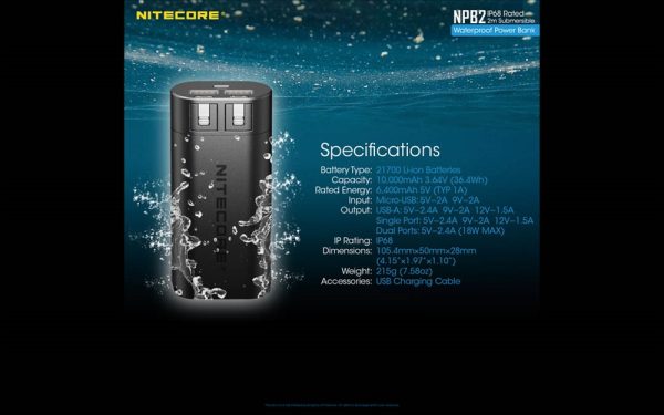 Nitecore NPB2, Baterie Externă, 36.4 Wh, 10000 mAh