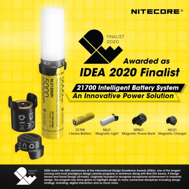 Pachet Nitecore ML21 + MPB21 + NL2150HPi, Lanterna 80 Lumeni, Acumulator 21700i, Power Bank Magnetic - imagine 4