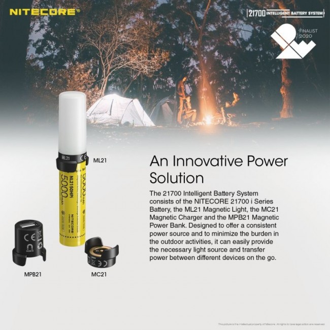 Pachet Nitecore ML21 + MPB21 + NL2150HPi, Lanterna 80 Lumeni, Acumulator 21700i, Power Bank Magnetic - imagine 5